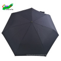 Logotipo personalizado 3 Fold Travel Black Pongee Impermeável Automóvel Aberto e Fibra de vidro fechado Umbrella à prova de vento